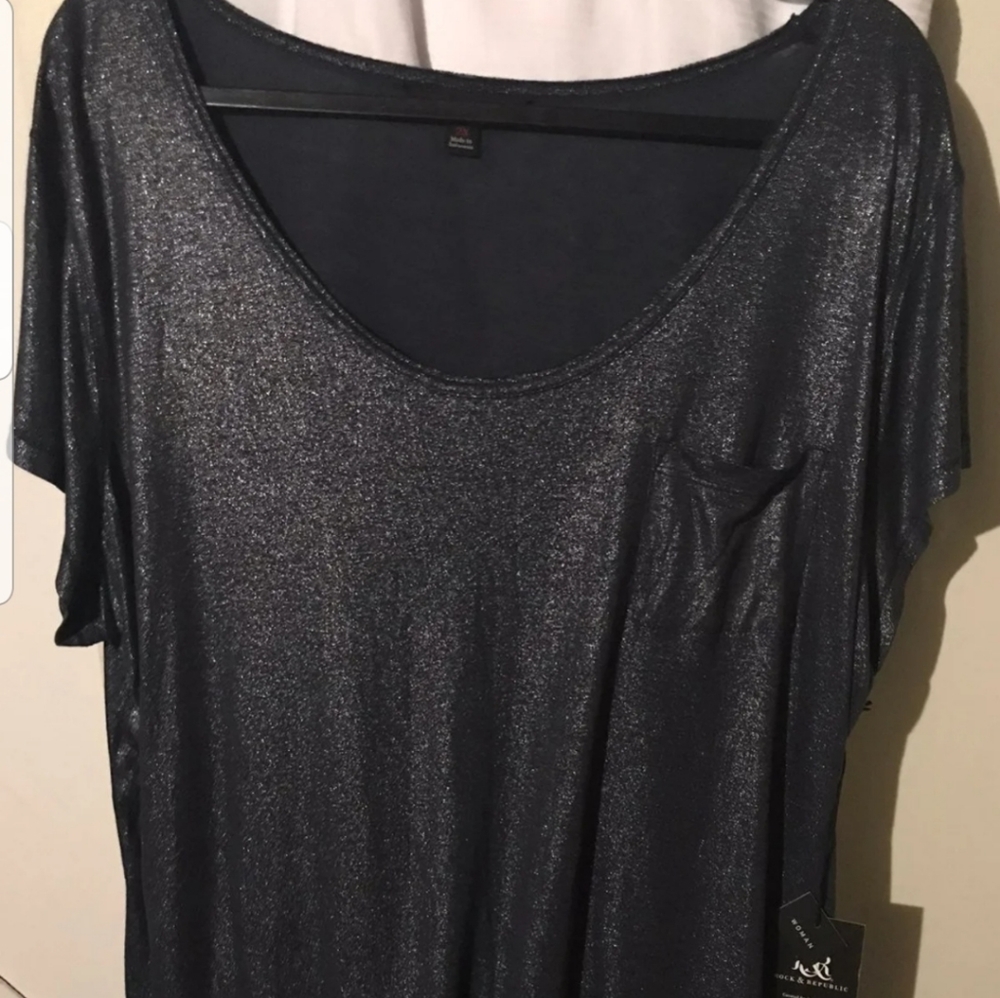 Womans Blue plus size shimmer top